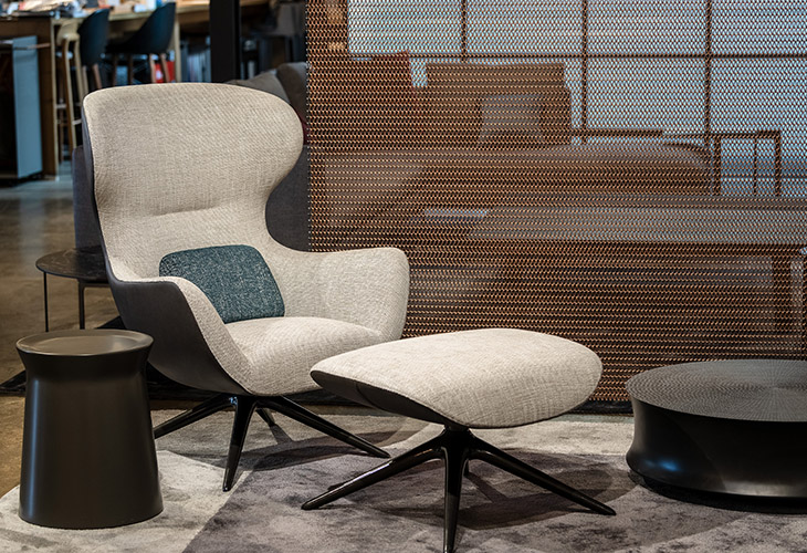 poliform mad joker armchair at studio como modern furniture showroom in denver