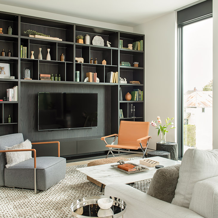 living room at the studio como showroom in bozeman montana