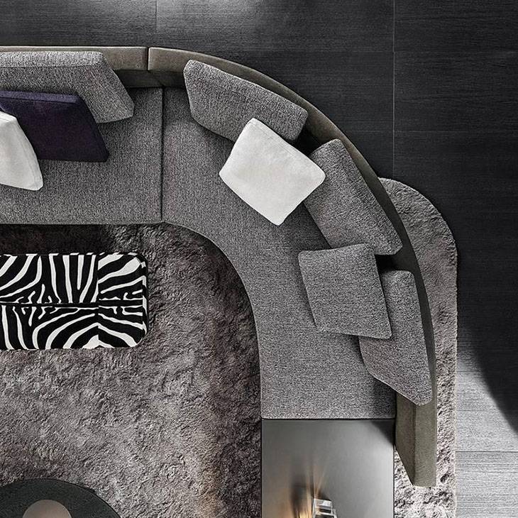 bird's eye view of the corner of a minotti daniels sofa