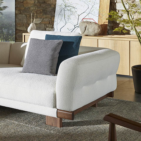 modern living room featuring a cassina sengu sofa