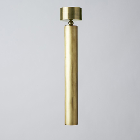 apparatus cylinder pendant in aged brass finish