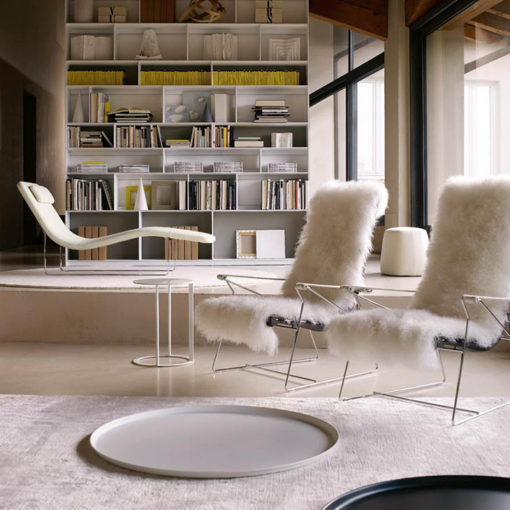 modern living room featuring b&b italia frank side table