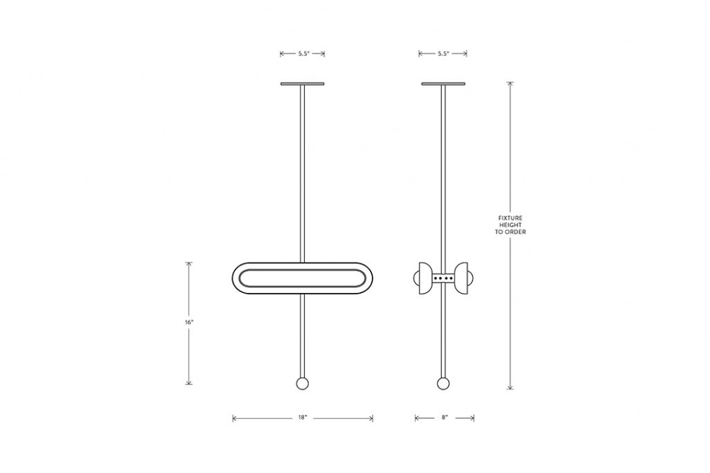 line drawing and dimensions for apparatus circuit 2 horizontal pendant light