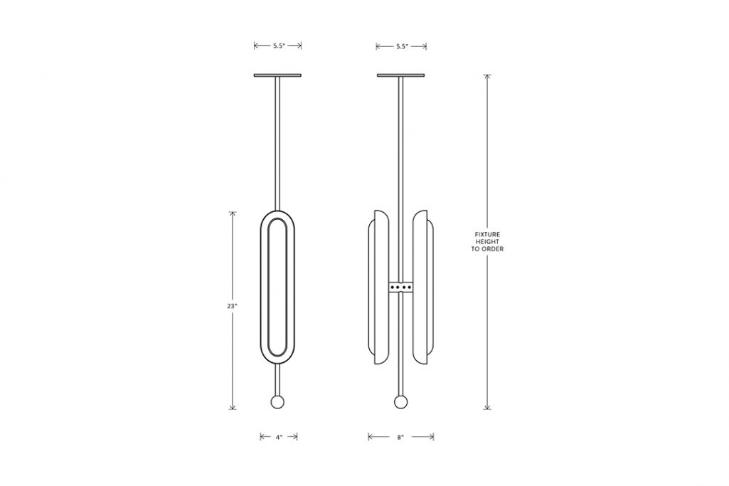 line drawing and dimensions for apparatus circuit 2 pendant light