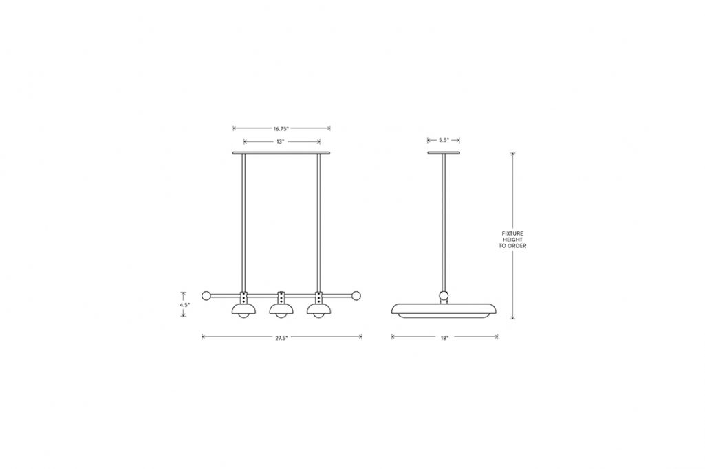 line drawing and dimensions for apparatus circuit 3 pendant light