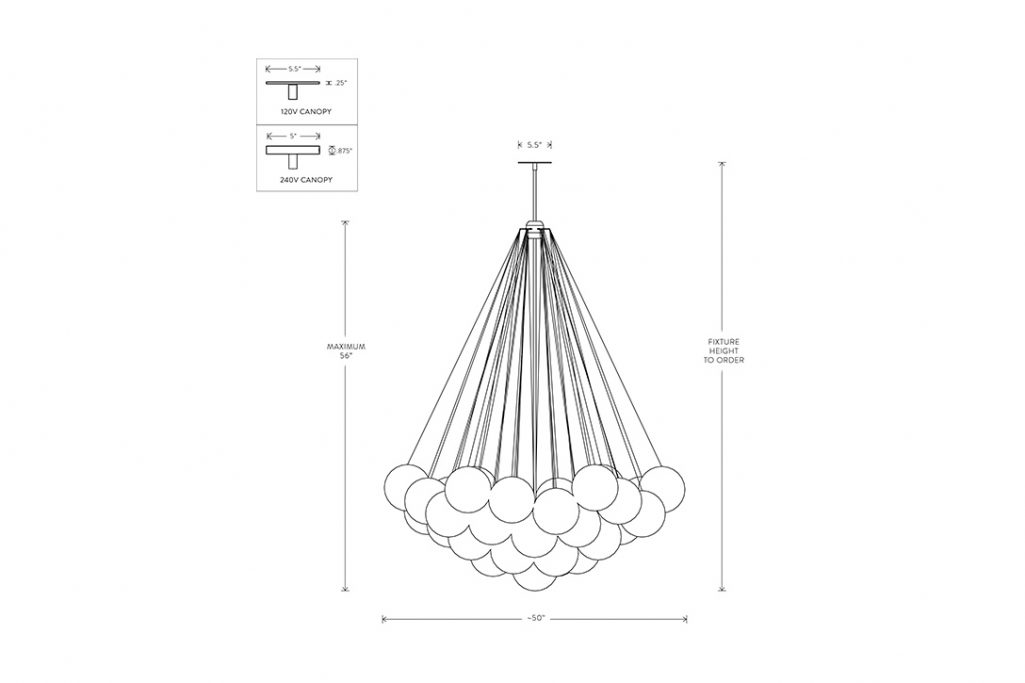 line drawing and dimensions for apparatus cloud xl 37 pendant