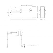 line drawing and dimensions for apparatus cylinder swing arm sconce