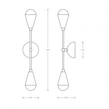 line drawing and dimensions for an apparatus triad 2 sconce