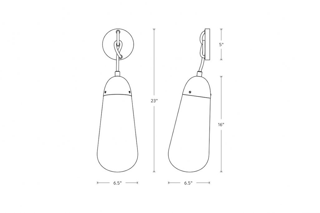 line drawing and dimensions for apparatus lariat large sconce