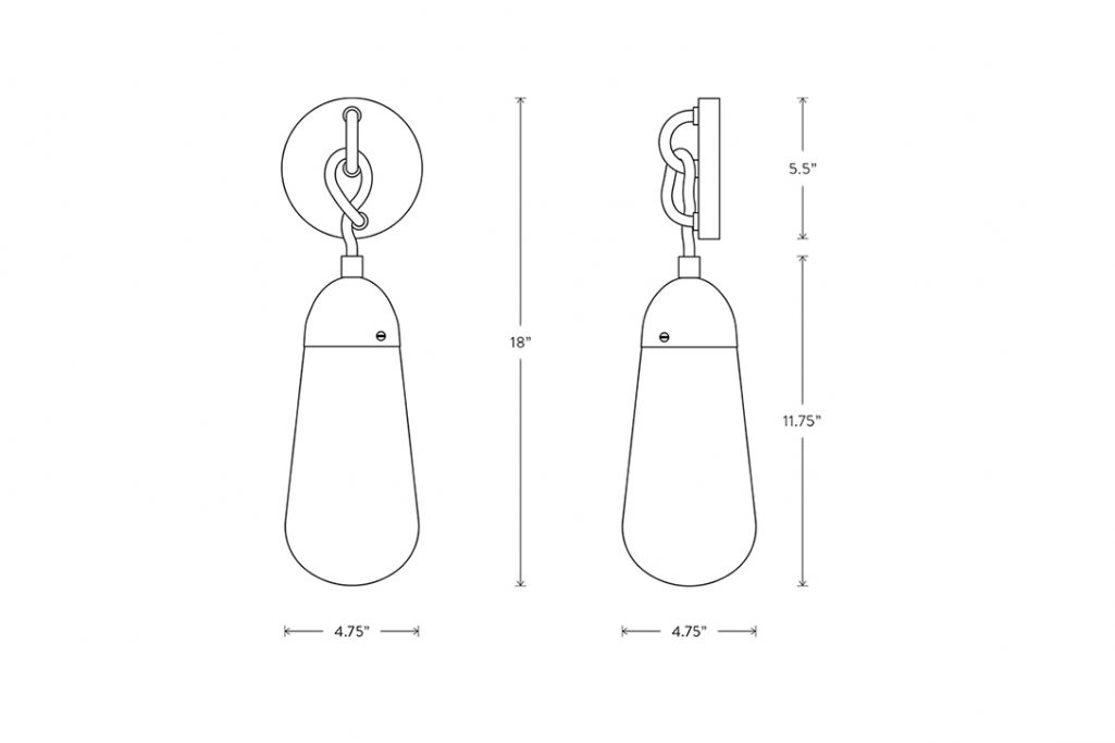 line drawing and dimensions for apparatus lariat small sconce