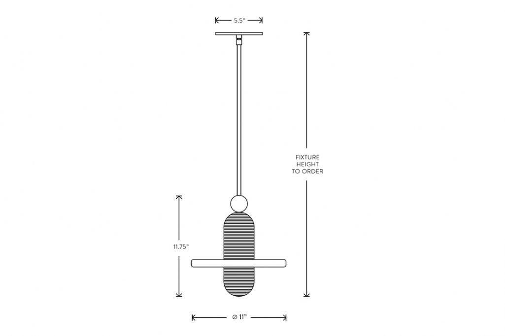 line drawing and dimensions for apparatus median mono pendant light