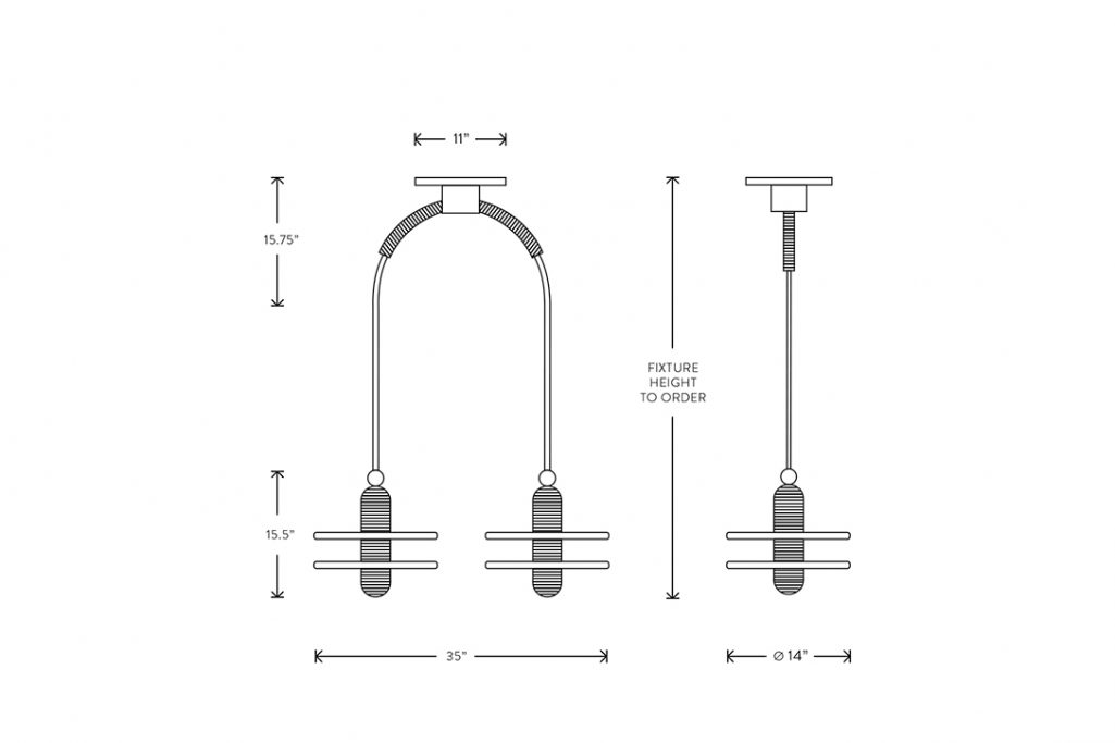 line drawing and dimensions for apparatus median 2 pendant light