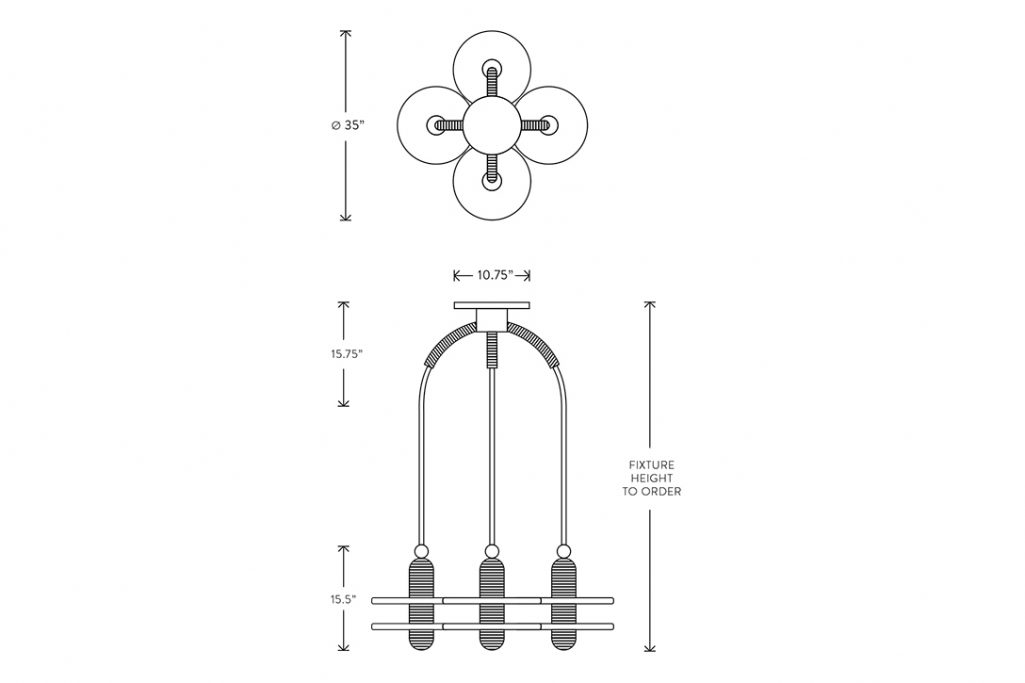 line drawing and dimensions for apparatus median 4 pendant light
