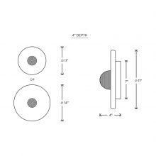 line drawing and dimensions for apparatus median sconce 4" depth