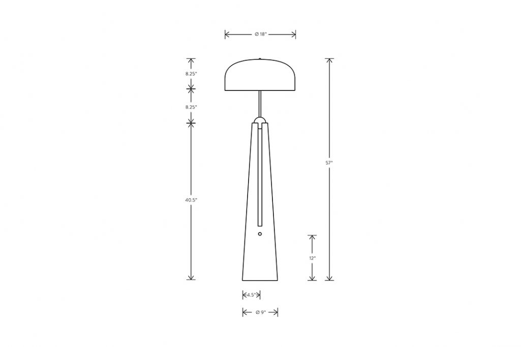 line drawing and dimensions for apparatus metronome floor lamp