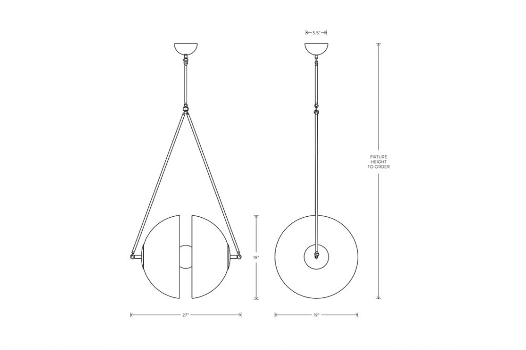 line drawing and dimensions for apparatus synapse large pendant