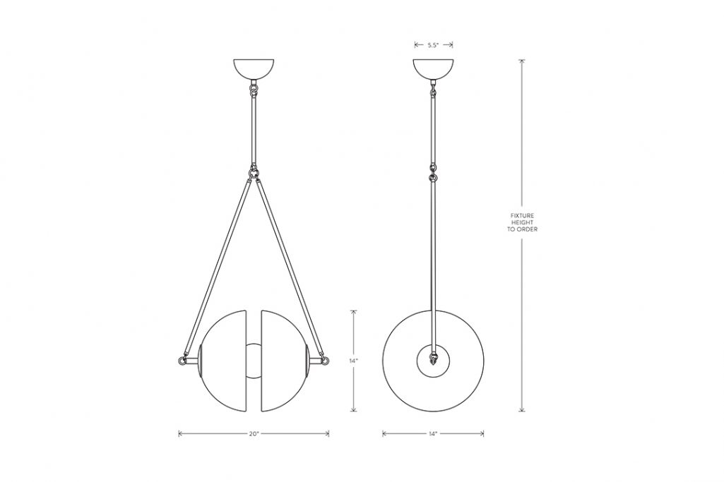 line drawing and dimensions for apparatus synapse small pendant