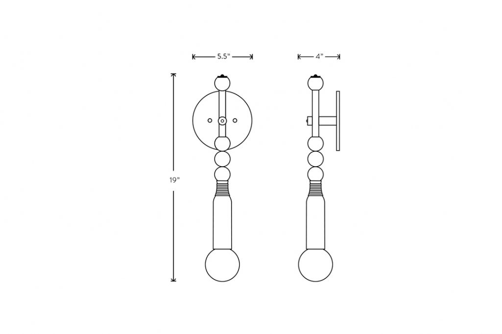 line drawing and dimensions for apparatus talisman 1 sconce