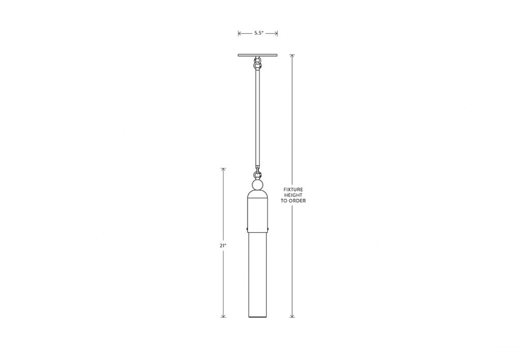 line drawing and dimensions for apparatus tassel 1 pendant light