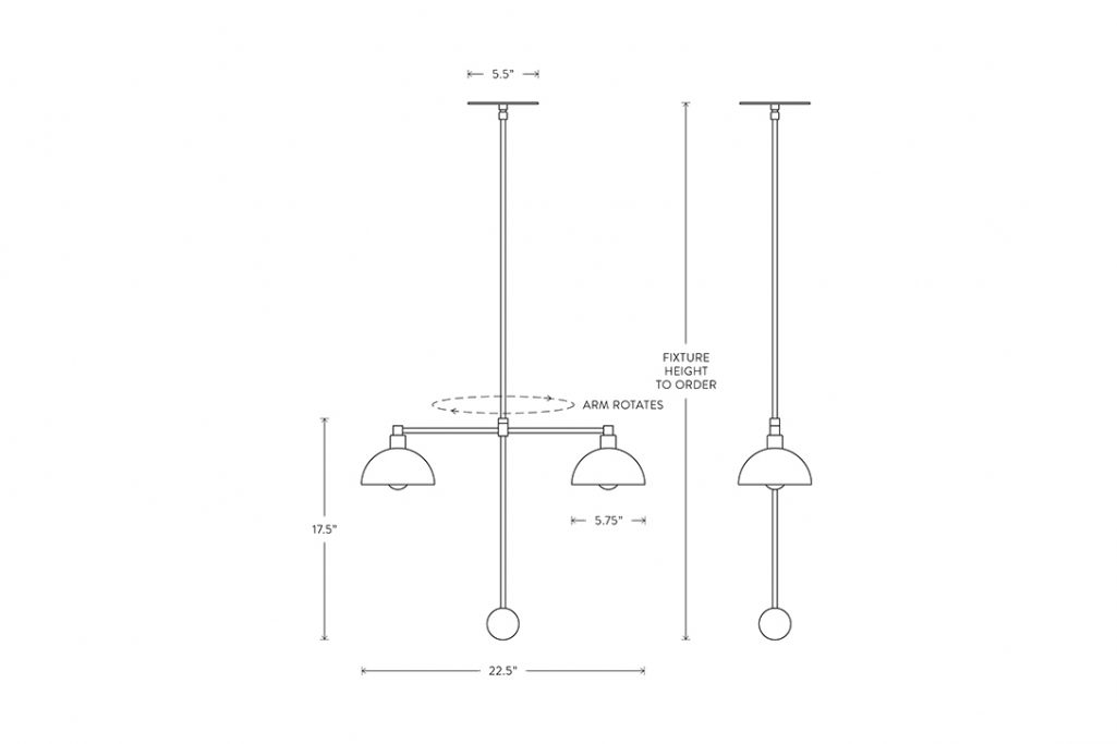 line drawing and dimensions for apparatus trapeze 2 mobile pendant light