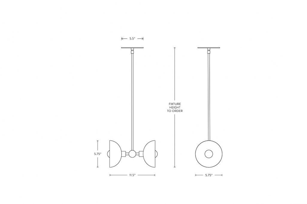line drawing and dimensions for apparatus trapeze 2 pendant light