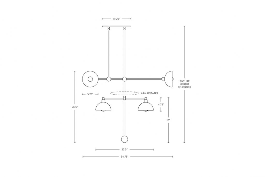 line drawing and dimensions for apparatus trapeze 5 mobile pendant light