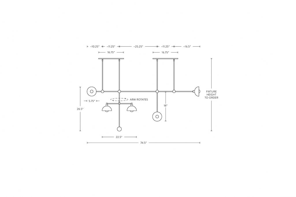 line drawing and dimensions for apparatus trapeze 7 mobile pendant light