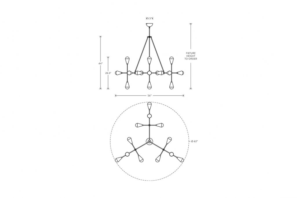 line drawing and dimensions for apparatus triad 15 pendant light