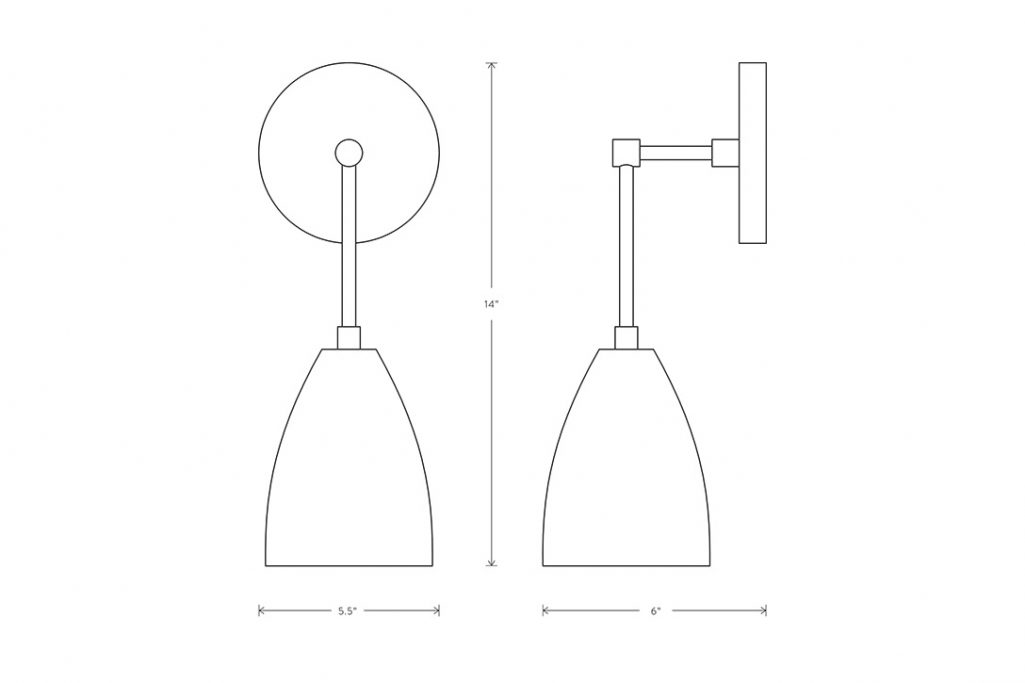 line drawing and dimensions for apparatus twig sconce