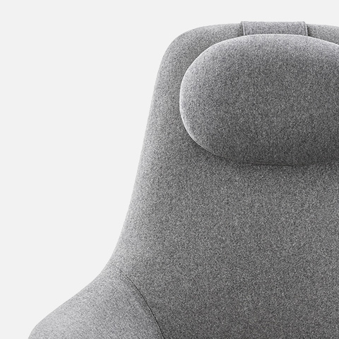 close up of headrest on b&b italia high back harbor armchair