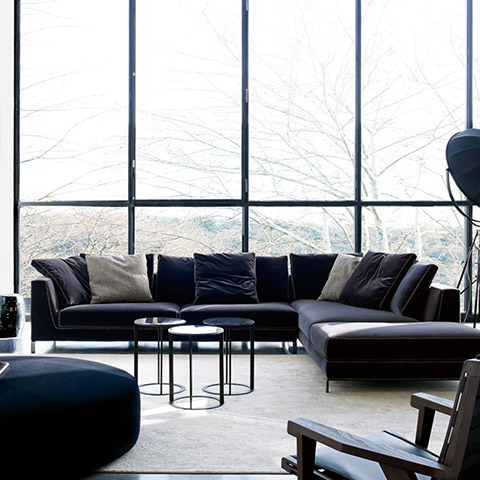 modern living room featuring b&b italia ray sofa