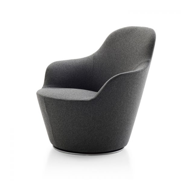 dark grey b&b italia harbor armchair on a white background