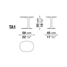 line drawing and dimensions for b&b italia awa table model ta1
