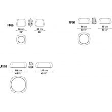 line drawing and dimensions for b&b italia fat fat and lady fat ottomans