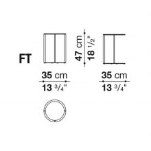 line drawing and dimensions for b&b italia frank side table model ft
