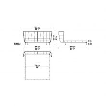 line drawing and dimensions for b&b italia husk bed model lh193