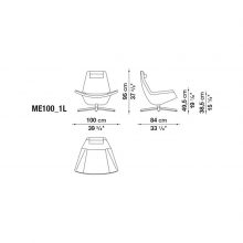 line drawing and dimensions for b&b italia metropolitan armchair model me100_1l