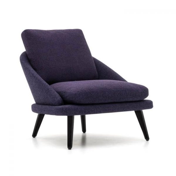 minotti lawson armchair with wood legs on a white background