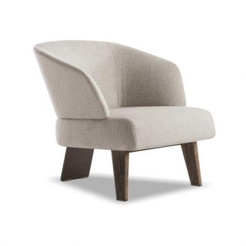 minotti reeves small armchair with fixed base on a white background