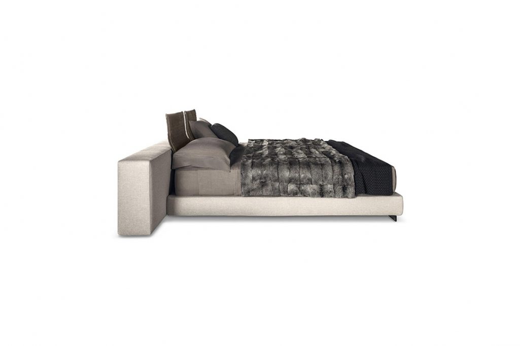 minotti yang bed offset on a white background