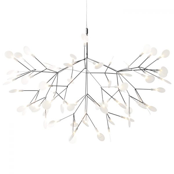 large moooi heracleum II suspended pendant light in nickel on a white background