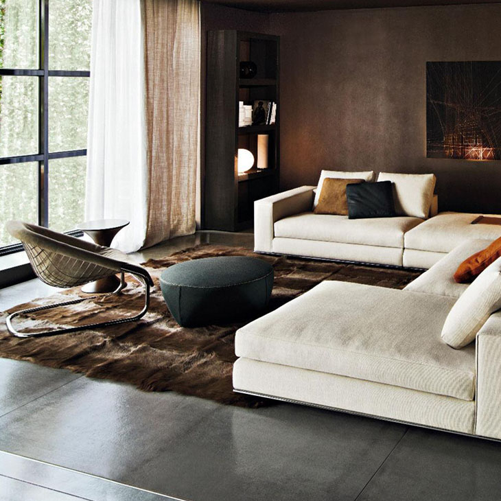 modern living room featuring minotti hamilton sofa