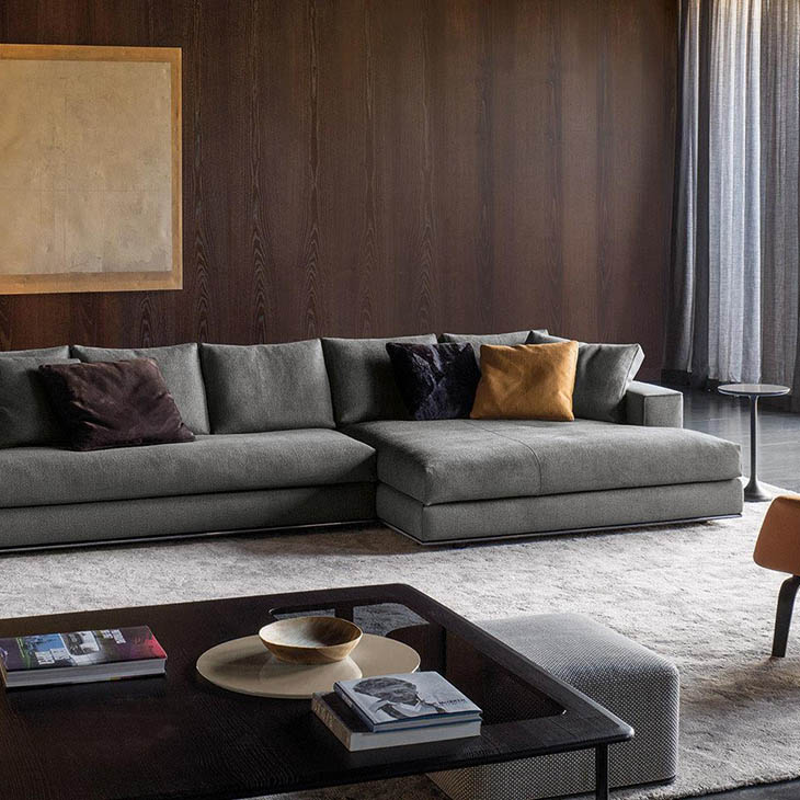 modern living room featuring minotti hamilton sofa