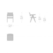 line drawing and dimensions for a cassina capitol complex dining arm chair