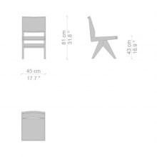 line drawing and dimensions for a cassina capitol complex dining chair
