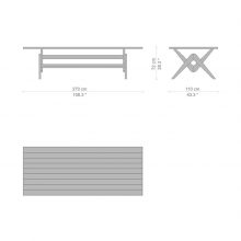 line drawing and dimensions for cassina capitol complex dining table 106" x 43"