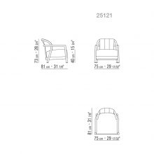 line drawing and dimensions for flexform alison armchair