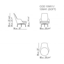 line drawing of a flexform guscioalto armchair metal base