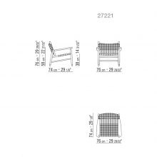 line drawing and dimensions for flexform tessa armchair