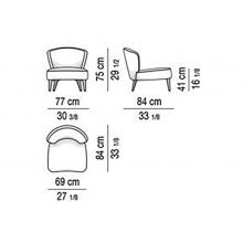 line drawing and dimensions for minotti aston armchair without armrests
